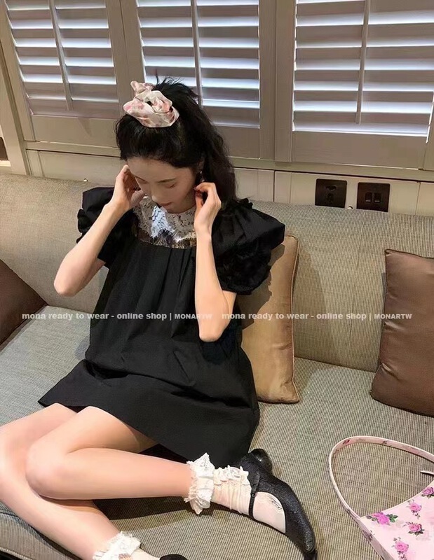 [Korean C family] Korean sweet lace bubble sleeve dress ys1-9488# PCZ