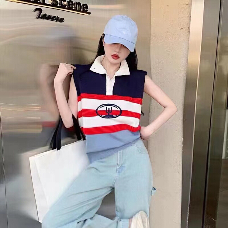 [S.J] Korean sleeveless versatile color matching sweater 6872# LSW