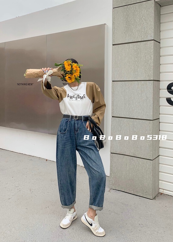 New year in early spring! [Bobo] Korean version of versatile loose dad jeans 5318# cqw