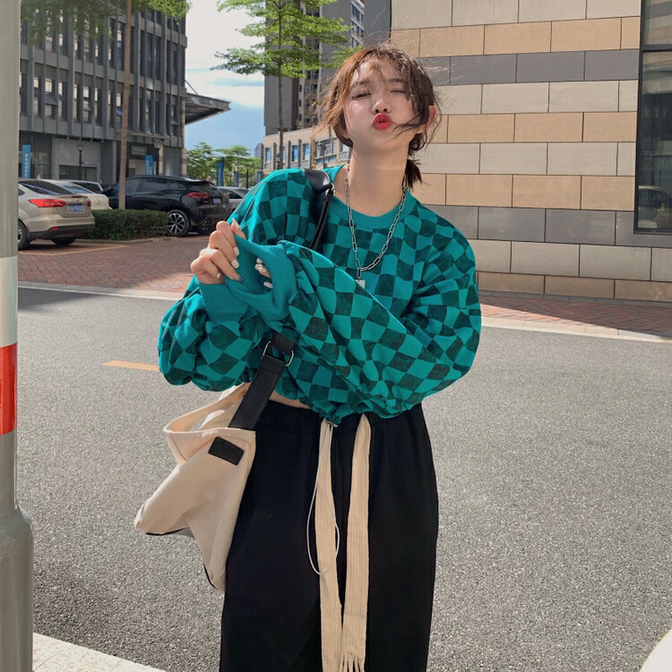 New year in early spring! [LML] Korean style casual loose chessboard pattern versatile clothes (only clothes sold) 73245# ozq