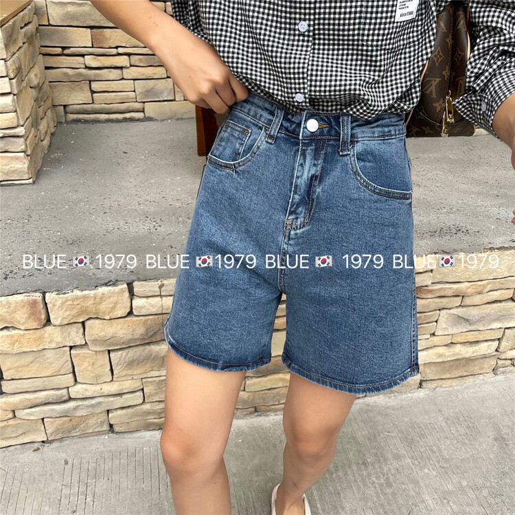 New in early summer! [blue] casual 4 / 4 versatile denim shorts (without belt) 1979# hjy