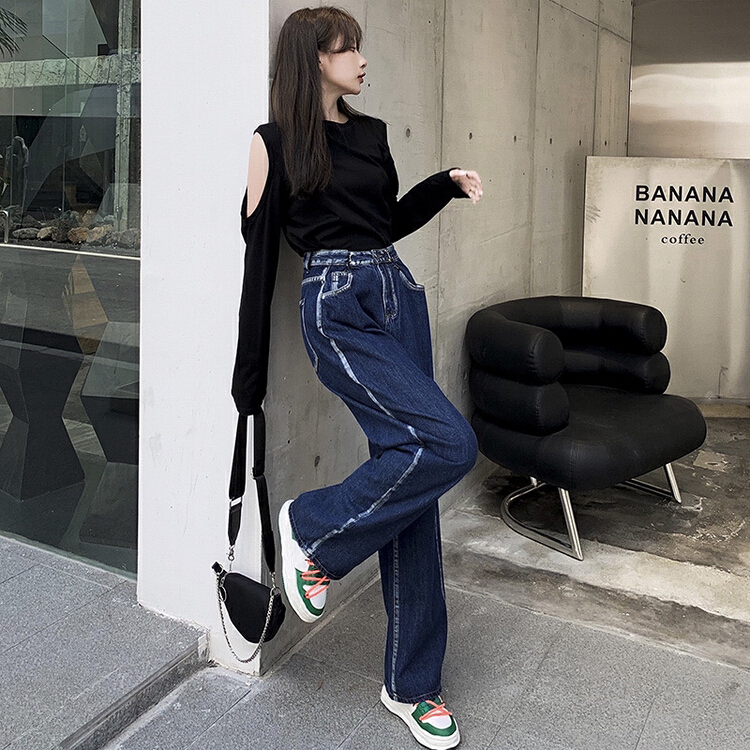New year in early spring! [ten. 10] Korean version ins high waist and multi button thin loose wide leg jeans t021# WPL