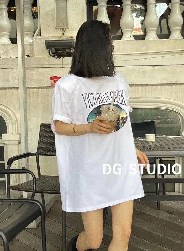 [DG] personalized fashion shoulder pad short sleeve T-shirt 8090# XJ