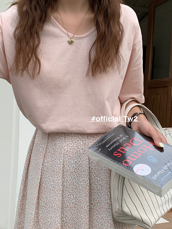 New year in early spring! [TW2] Korean simple basic versatile solid color round neck short sleeve T-shirt 3061# Cl