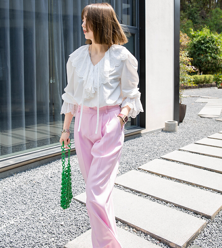 [myallin] Korean design feeling Ruffle lace shirt 8037# ozq