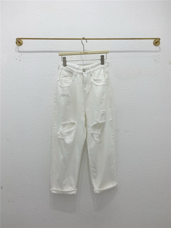[u.she] Korean personalized Harlan ripped jeans 28101# cqw