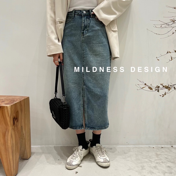 New year in early spring! [mildness] Vintage versatile split denim skirt 2006# ZSY