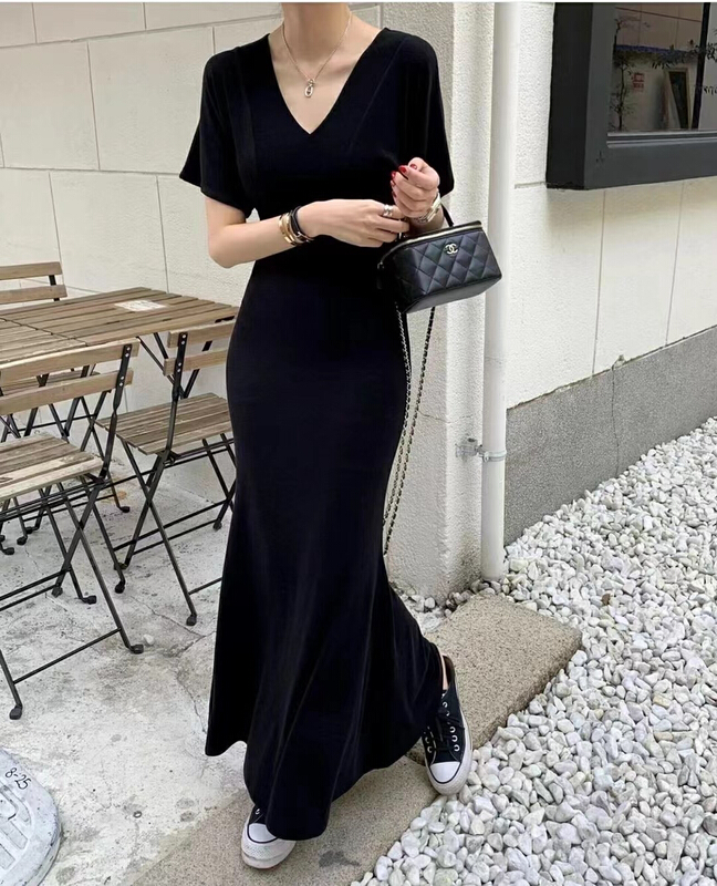 [31 fashion] Korean V-neck small sexy dress 3701# hjy