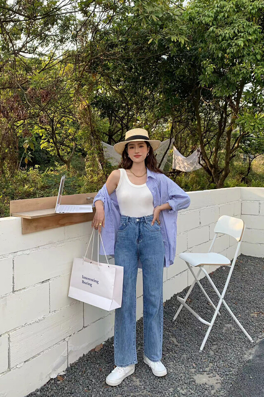 [Dido] Korean versatile vertical jeans 7101# LSW