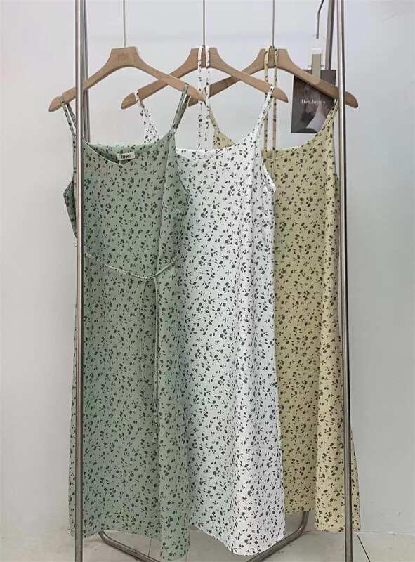 New in early summer! [Fanke Fanke] romantic French floral suspender dress (with waist rope) 52050# XJ