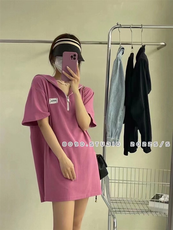 [8090] Navy collar fashion Korean dress 2068# ll