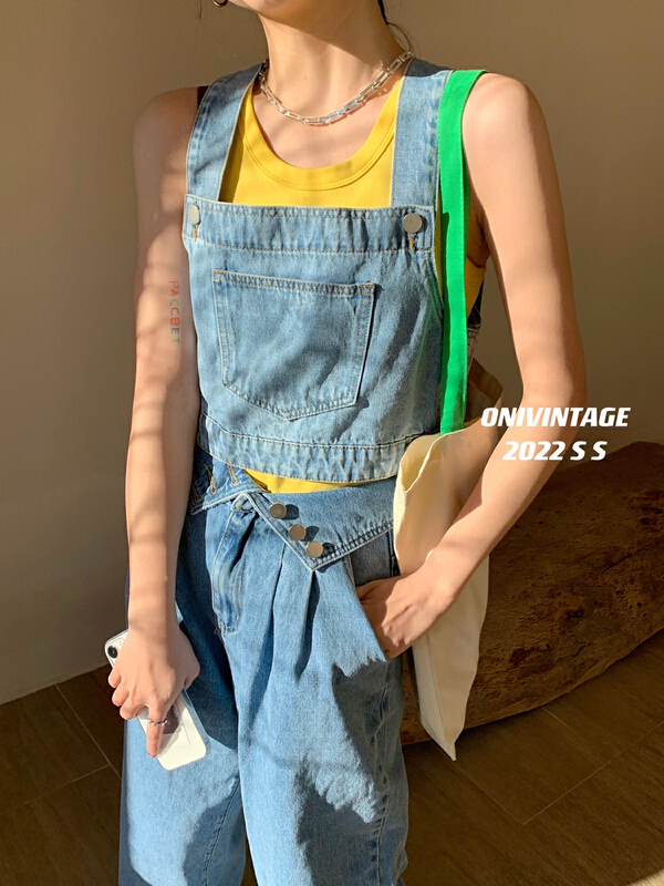 New year in early spring! [onivinage oni] Vintage Pocket short denim vest / suspender ys1-od222e4799# zxl