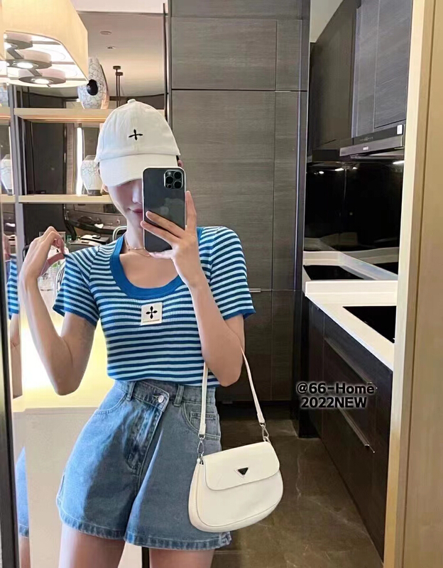 [Hello cherry cherizi] striped Korean versatile T-shirt 2316# WTT