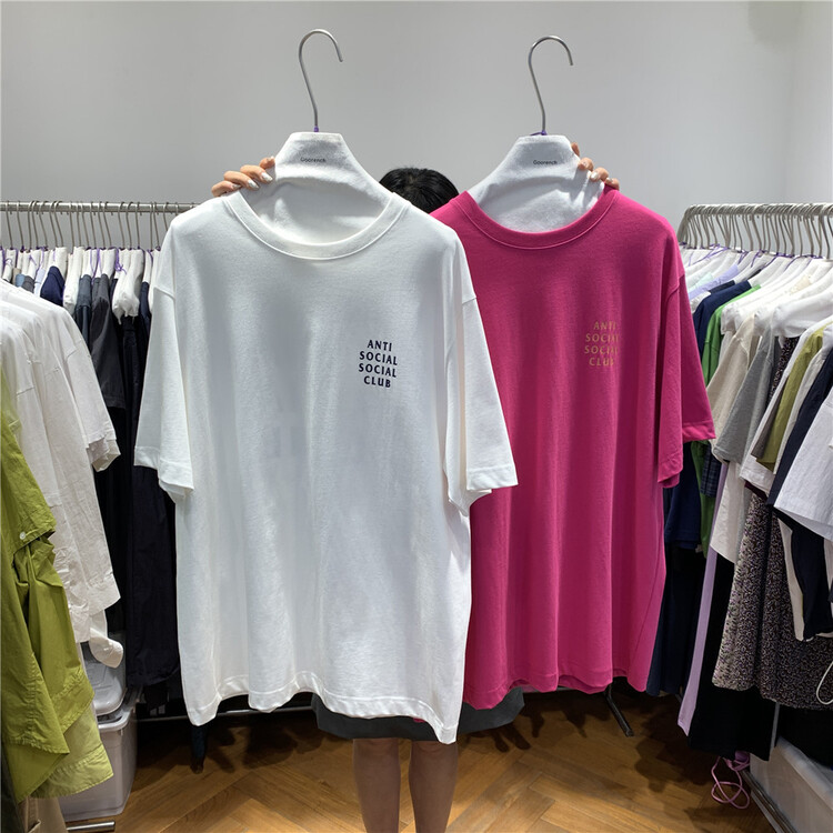 New in early summer! [Korea women] Korean fashion simple letter printing versatile short sleeve T-shirt wt-017# ZZL