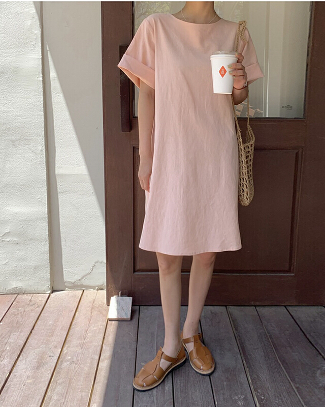 New in early summer! [baerman] loose round neck Pullover dress 8286# HBx
