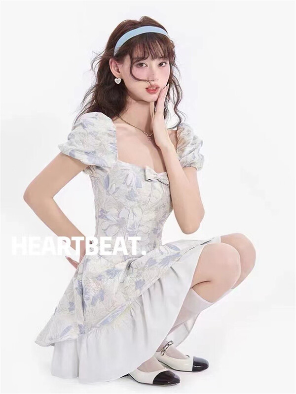 [hearteat] Korean heavy industry jacquard sweet waist dress 511# zjy