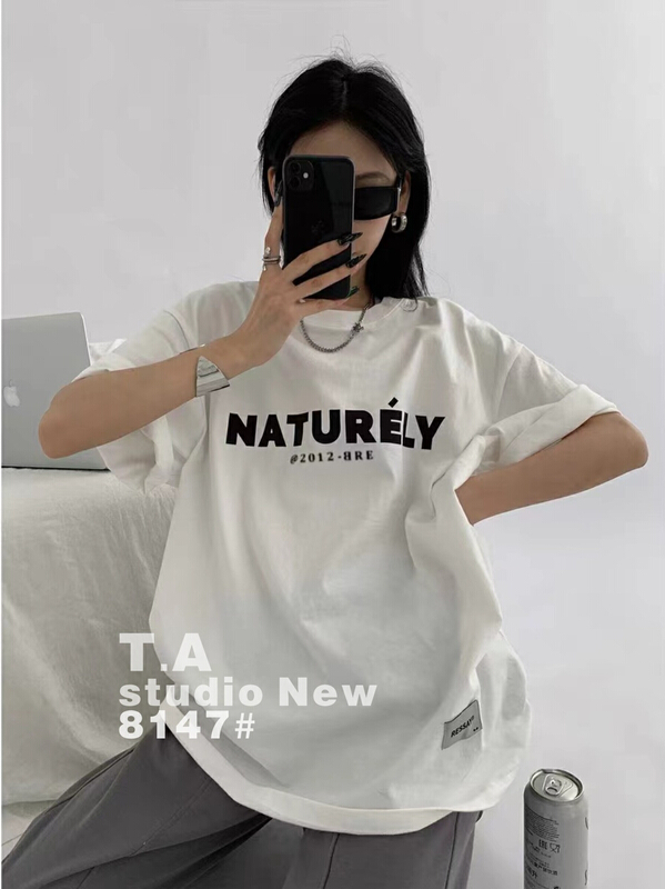 [TA +] letter print loose short sleeve T-shirt 8147# XYY