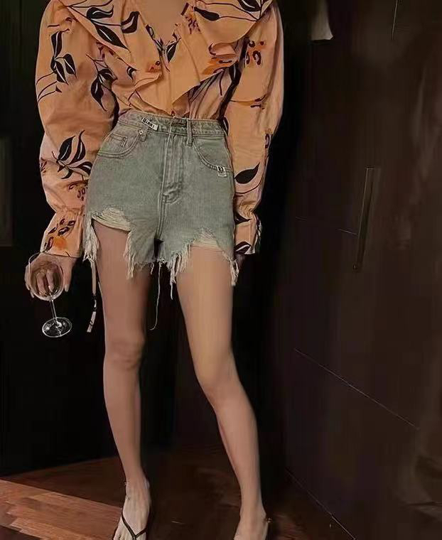 [Dido] cut ragged versatile fashion denim shorts 7719# LSW