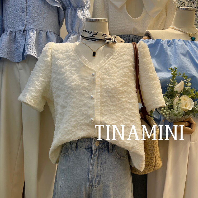 New year in early spring! [Tina Mini] simple and versatile single breasted shirt 0078# hjy