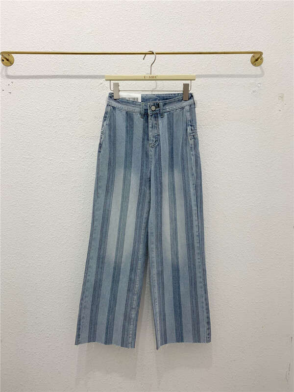[u.she] personalized vertical stripe loose jeans 38090# cqw