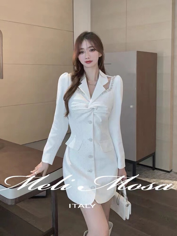 New year in early spring! [see you] temperament hot drill single breasted dress 8563# PCZ