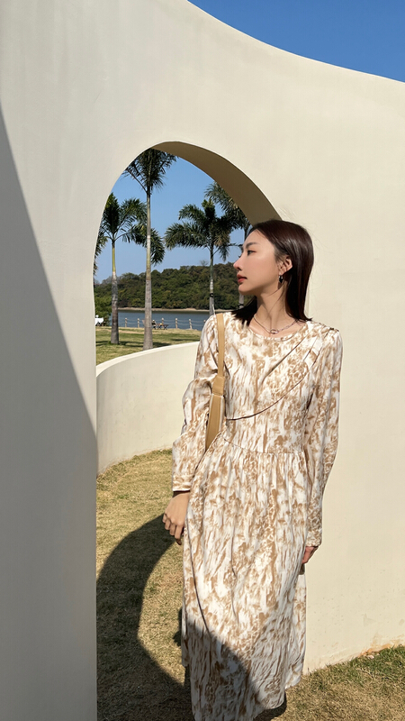 New year in early spring! [context sense] spring oil painting patchwork shawl dress tts1326# CLS
