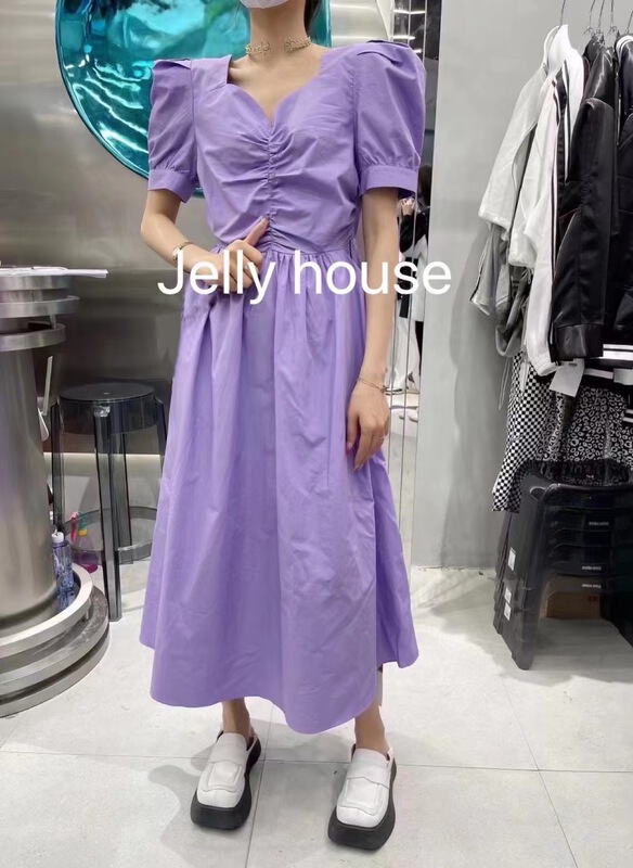 【JELLY HOUSE 果凍家】韓版氣質V領泡泡袖連衣裙  8848#  HBX