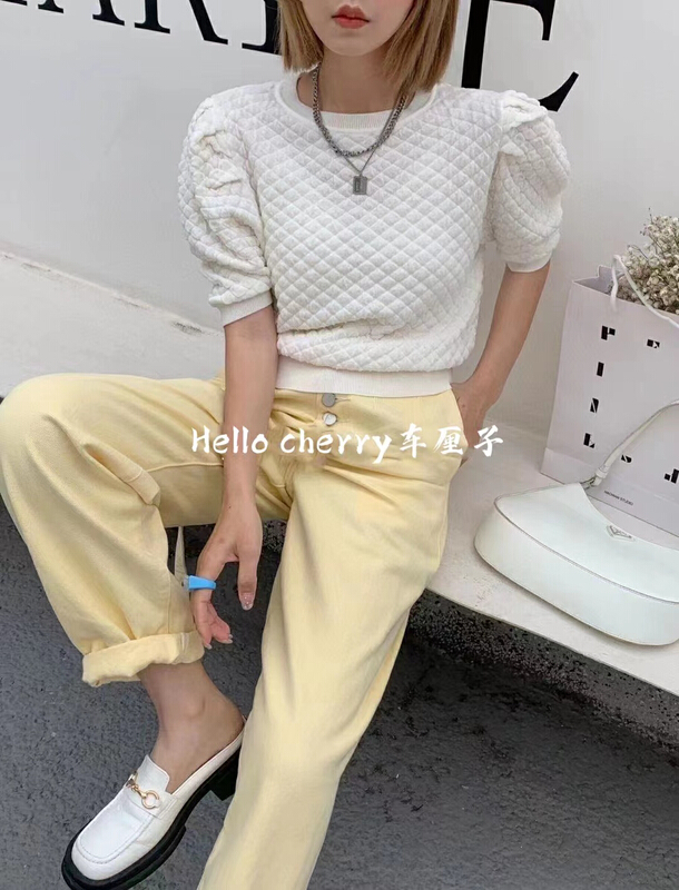 New in early summer! [Hello cherry] fashionable diamond short sleeve T-shirt 3893# WTT
