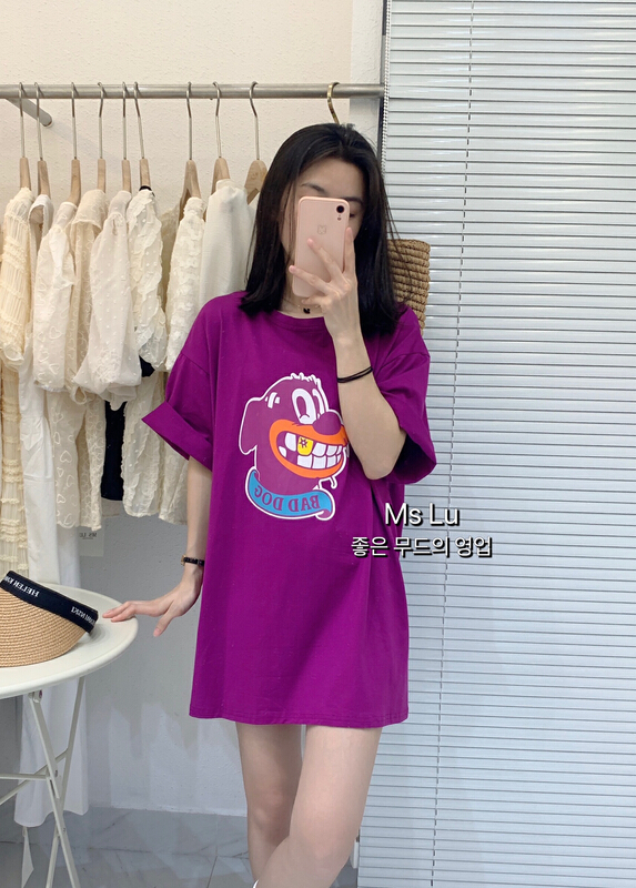 [Xiaoxiaojia] cartoon printing leisure dragon fruit color large short sleeve T-shirt 80577# WTT