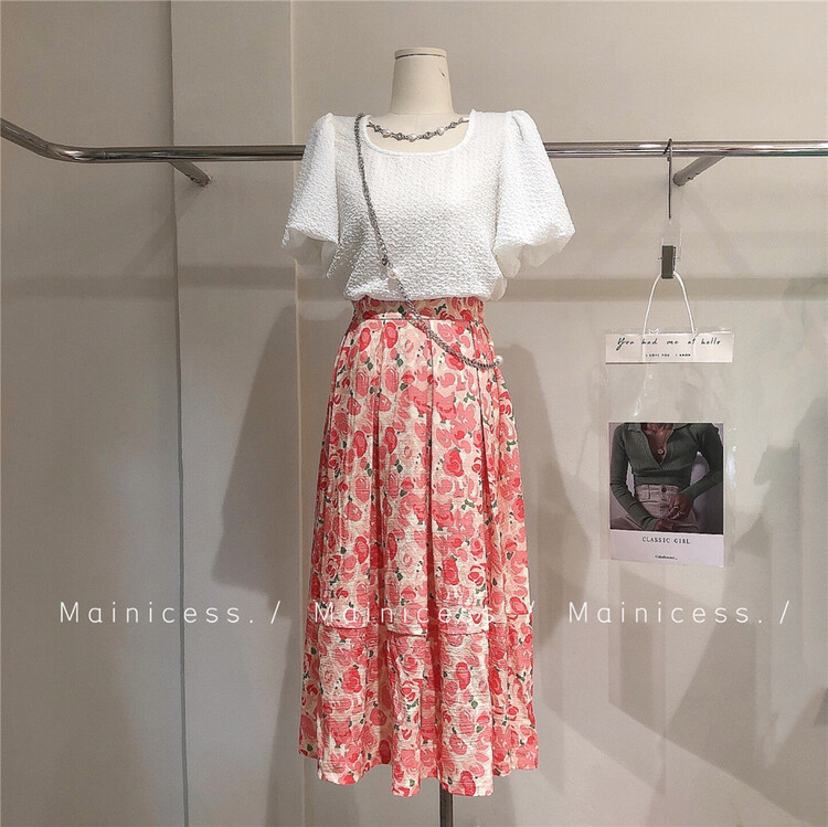[mainicess] floral pleated skirt (skirt only) 3133# L
