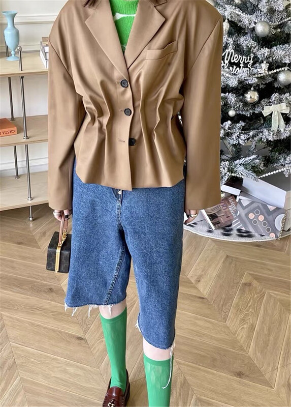 New year in early spring! [Tan] Korean crimp design short suit c3052# zxx