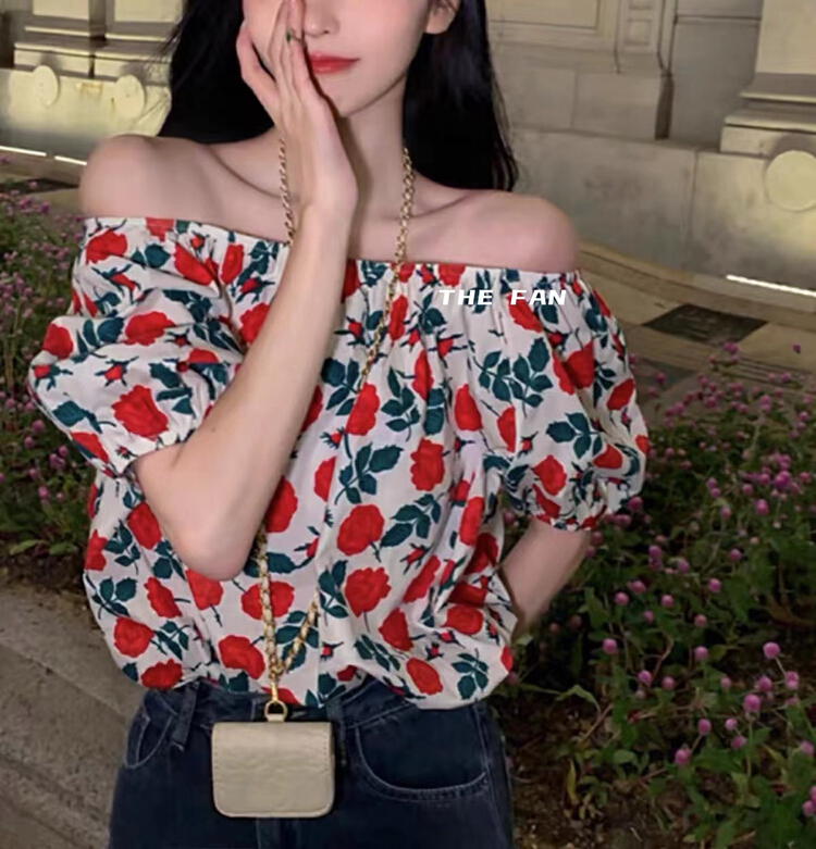 [the fan] shoulder length floral versatile shirt 502239# zxx