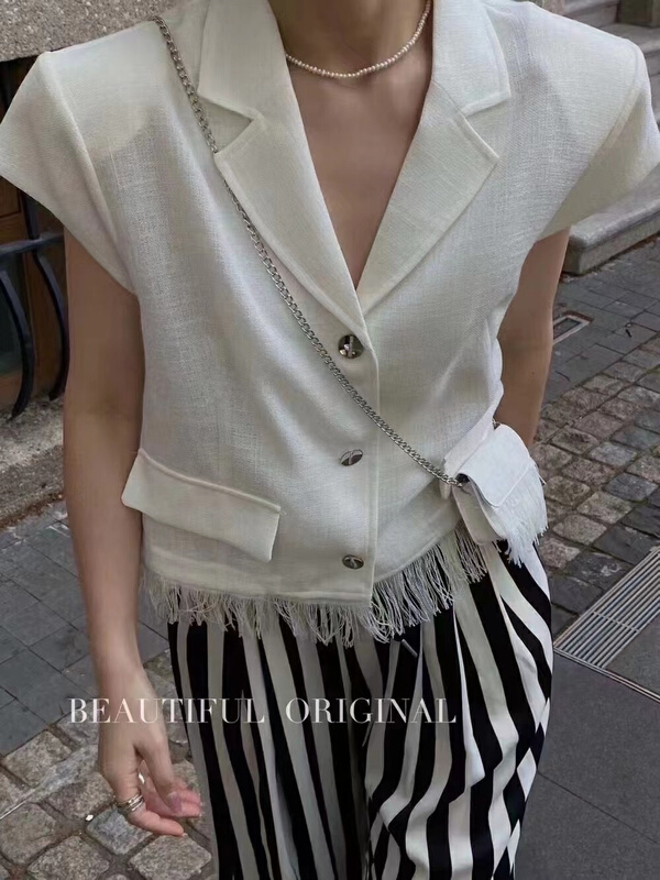 [Yan Zhen] French style small fragrance wind tassel design vest (with bag) 77008# PCZ