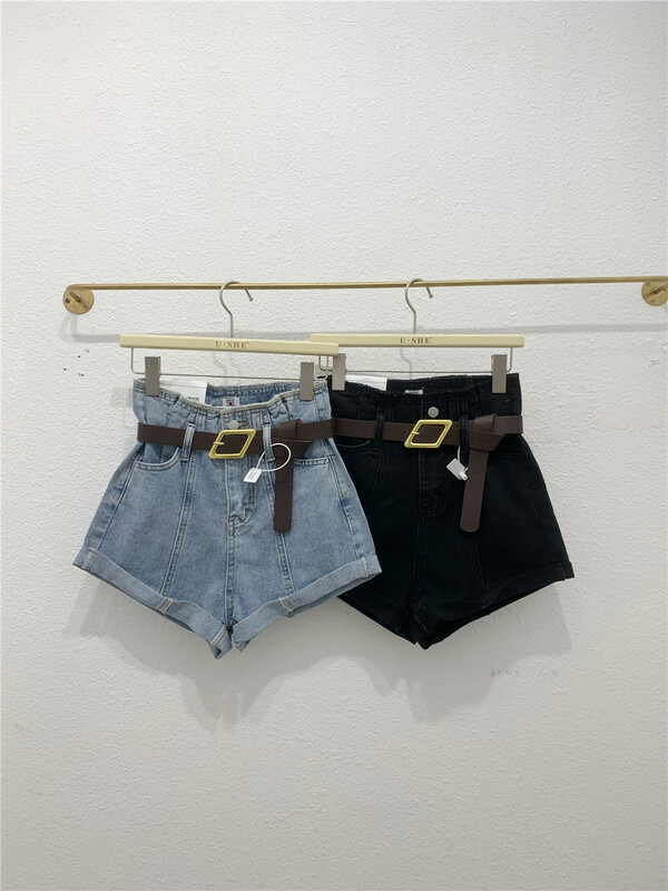 goods in stock! [u.she] personalized and versatile high waist denim shorts (with belt) 6726# cqw