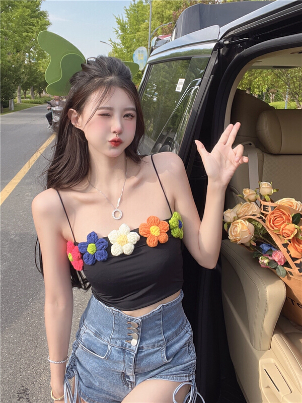 [Doudou home] three dimensional flower small fresh and sweet vest / sling 88321# CLS