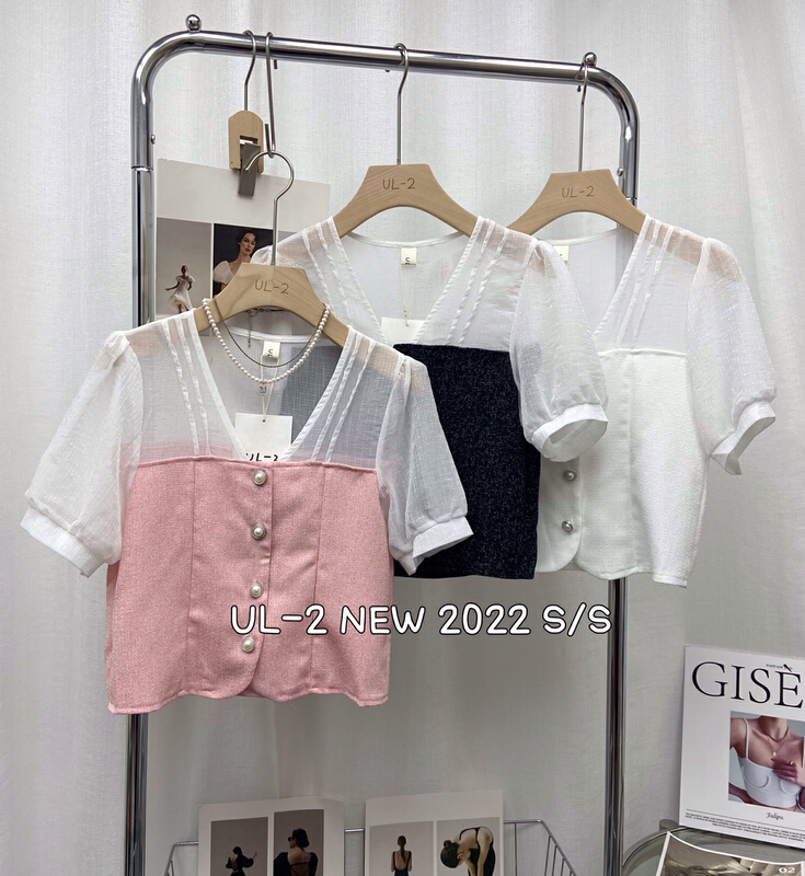 [ul-2] design fake two pieces of small fragrance style blouse 6137# JJ
