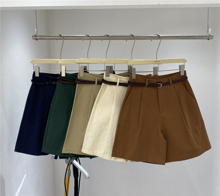 [Focus] Korean high waist slim casual shorts (with belt) 8020# HBx