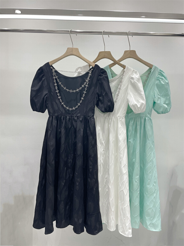 New in early summer! [dawg king] Korean Short Sleeve solid dress d9239# WTT