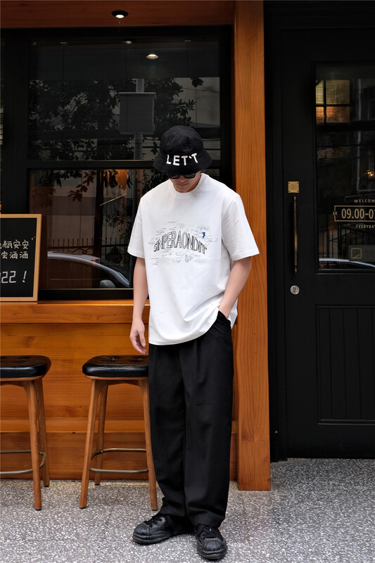 goods in stock! New year in early spring! [quick simple] round neck lettered print Korean comfortable breathable micro wide short sleeve T-shirt 22013# ZZL