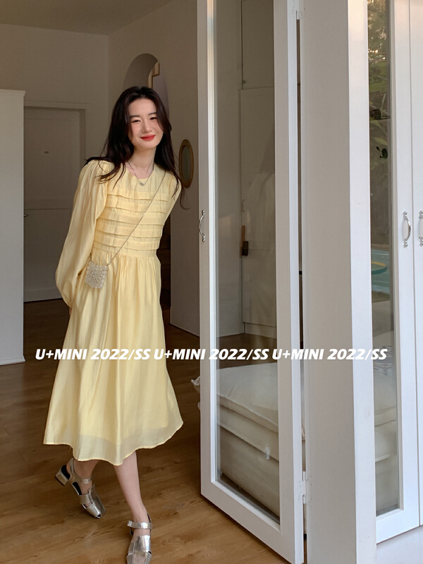 Original price 111.97! New year in early spring! [U + Mini] Han Shu round neck design dress d0367# WPL