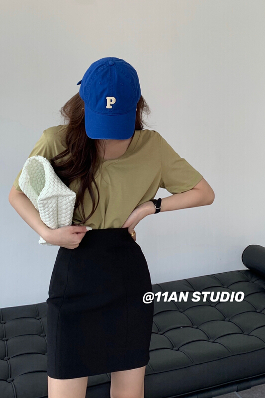 New in early summer! [11An] V-neck loose Pullover short sleeve T-shirt a6369# LSL