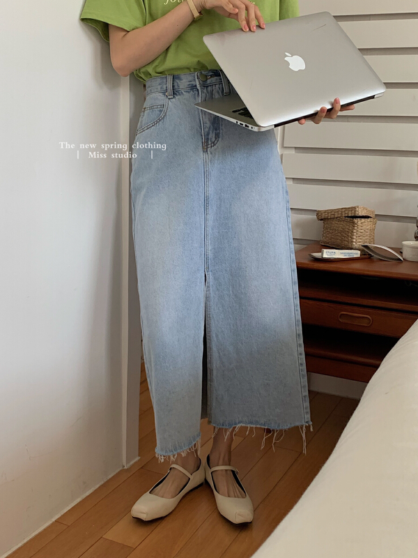 New year in early spring! [miss miss miss home] front slit temperament high waist skirt 503# ZSY
