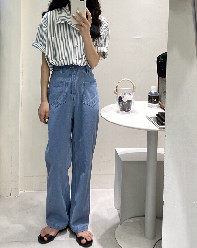 [ISO Korean] straight style loose jeans 66057# hjy