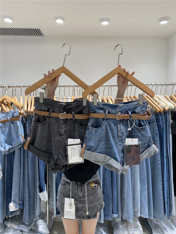 New in early summer! [o not 1] fashion retro simple slim denim shorts (with belt) w423# LSW