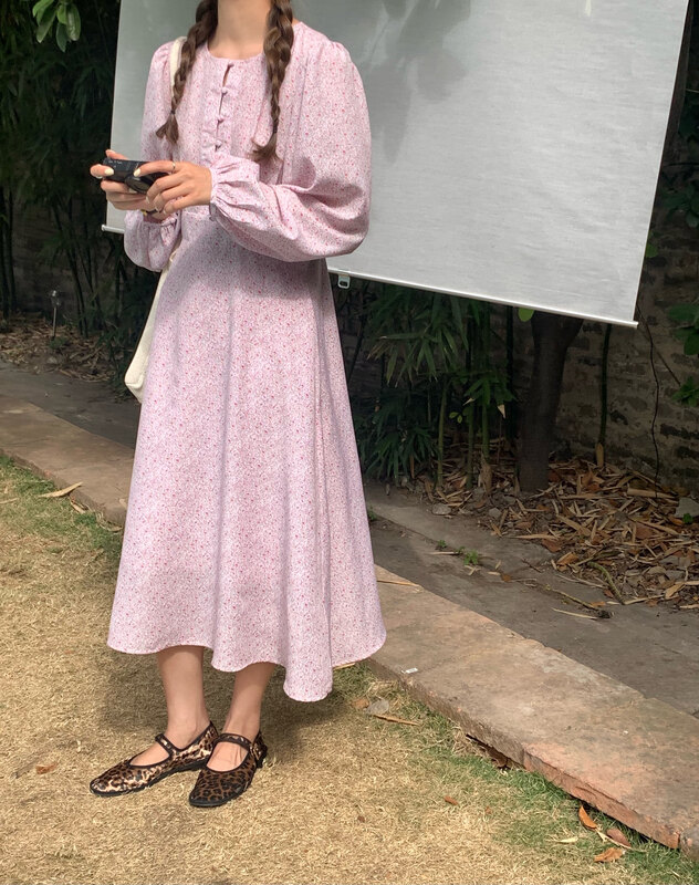 goods in stock! [feeding] Korean floral loose bubble sleeve dress 3333-a6# cqw