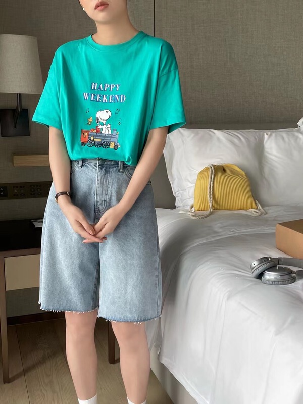 [feeding] Snoopy loose short sleeve T-shirt 7865-a6# cqw