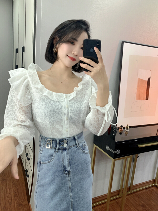 New year in early spring! [HH] Korean fashion temperament single breasted shirt 2216y# LSL