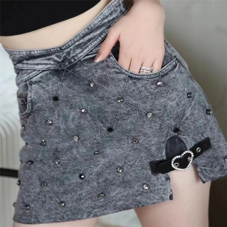 [Yishang clothing] Beaded off shoulder denim skirt g9316# JJ