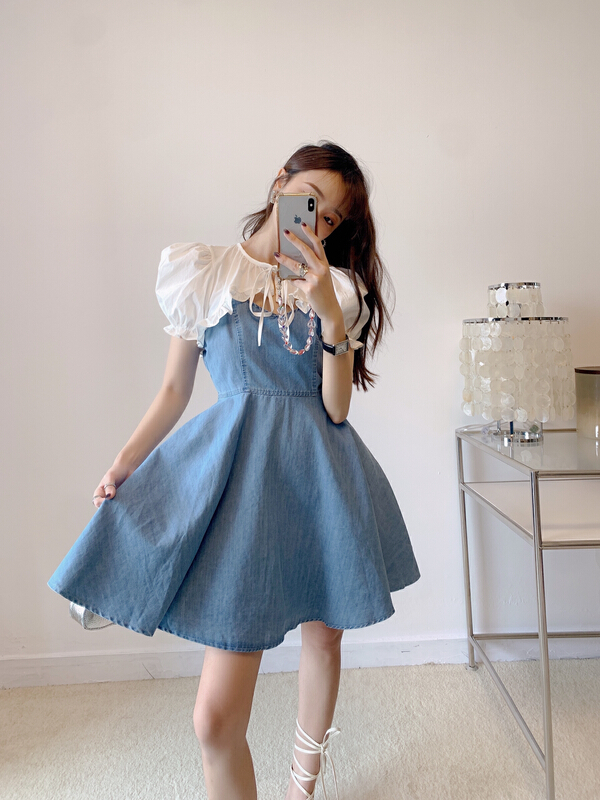 goods in stock! New in early summer! [Vanessa] simple small design shirt + solid dress two piece suit 6141# ozq
