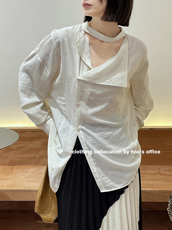 [gracetina Hoo] design feeling hanging neck clean color shirt cs3163# zxl